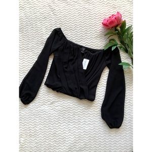 NWT Windsor Black Blouse with Boning Size Medium